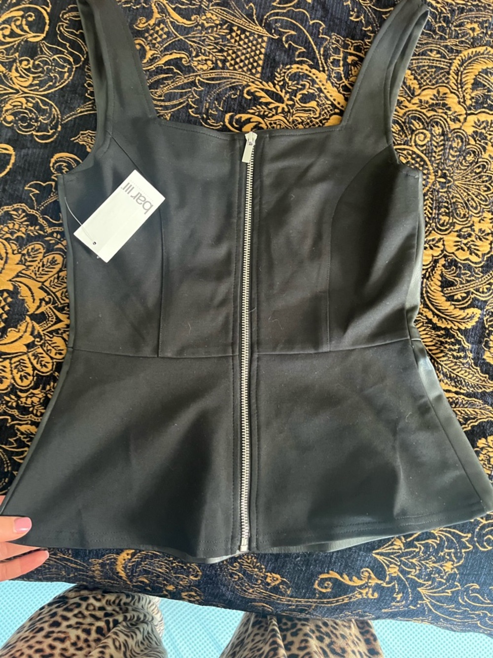 Bar lll Women's Black Faux Leather Square Neck Tank Top - Picture 4 of 4
